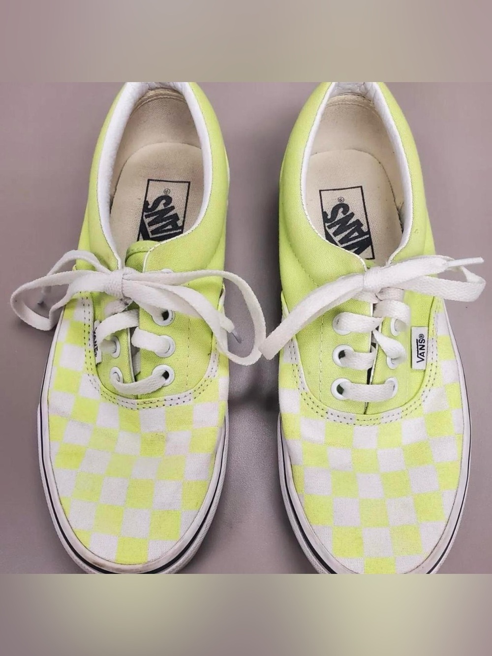 Vans Neon Lime Checkerboard Low-Top Sneakers Sz 6.5W / 5M